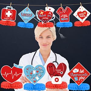 9PCS Nurse Week Table Decorations Nurse Week Decorations Nurse Honeycomb Centerpieces Nurse Party Decorations Happy Nurses Week Decorations Nurse