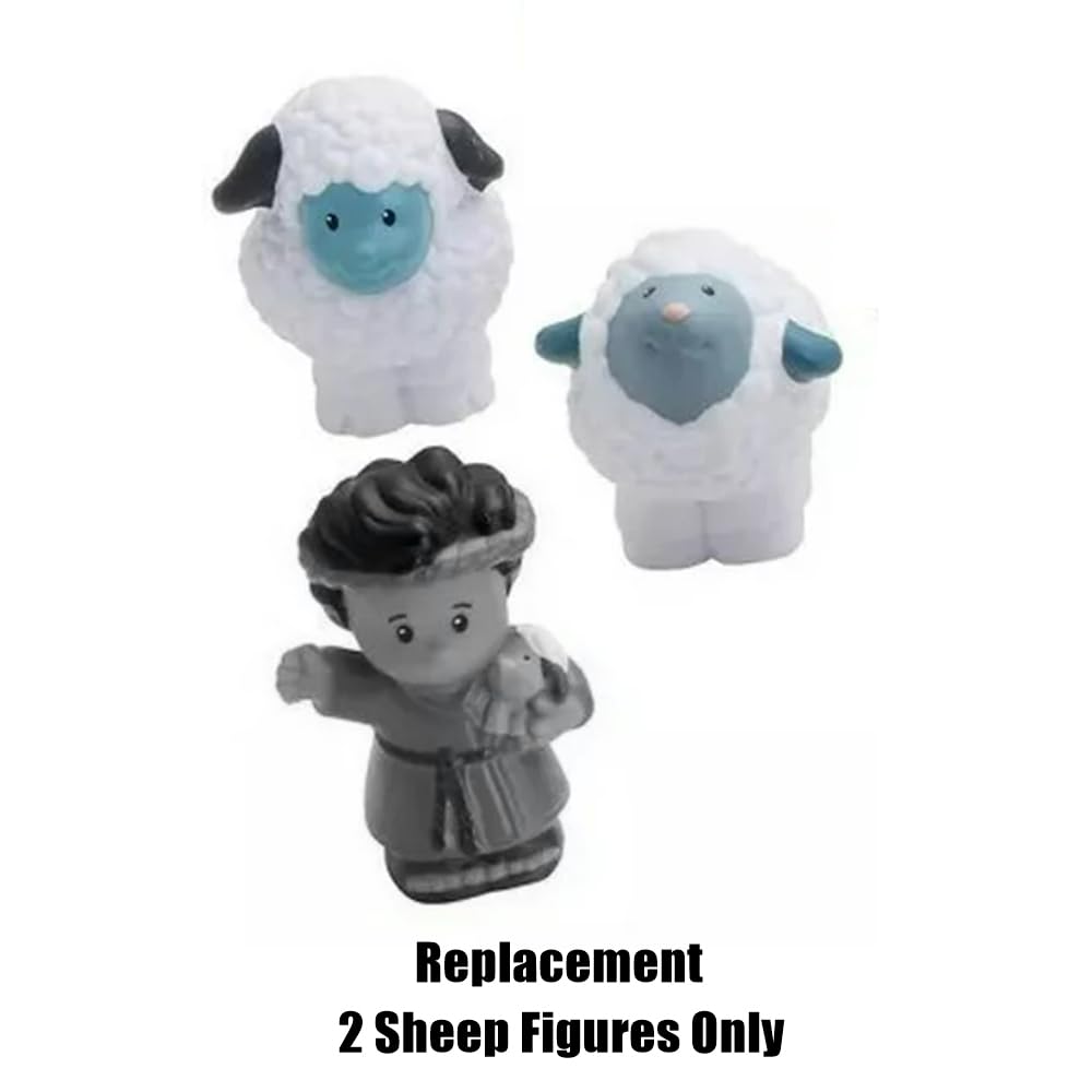 Mattel Replacement Parts for Little-People Christmas Nativity Playset - Replacement 2 Sheep Figures ~ Works with FPT07, DPX53, J2404 and Many Other