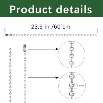 GEKIXUTP 50 pcs Dog Tag Chain Ball Chain Necklace Bulk,Military Dog tag Chain for Men Dog tags Chains,Beaded Chain Necklace Chains for Jewelry