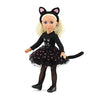 Emily Rose 14" Doll Black Cat Costume 5-Piece Set - Leotard, Tutu, Cat Ears, Tights & Shoes | Compatible with Wellie Wishers Glitter Girls 14" Dolls