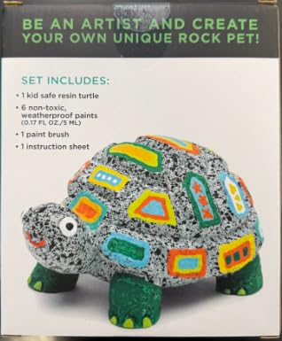 Crocodile Creek DIY Painting Kit - Vibrant Arts and Crafts for Kids Ages 6-8 and Up - Rock Turtle - Painting Kit Includes 6 Weather-Proof Paints,