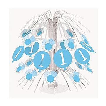 Unique 74956 Blue 1st Birthday Gingham Cascade Centerpiece 1 Pc