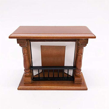 SXFSE Dollhouse Decoration Accessories, 1:12 Dollhouse Miniature Wooden Fireplace (Walnut, 10.6 x 4.4 x 8.8 cm)