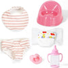 eDollable Realistic Baby Doll Accessories Set Toys for 12 inch Dolls Includes Doll Potty, Bib,Pacifier,Diaper and Feeding Bottle Perfect for Kids