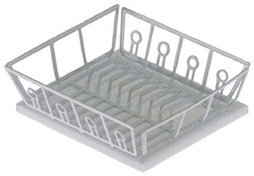 Dollhouse Miniature White Dish Drainer W Mat