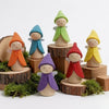 Sing2sky 6 Pcs Wooden Elf Figures, Miniature Dollhouse Accessories for Kids Ages 3+, Cute Wood Gnome Peg Dolls for Small Fairy Garden Decor