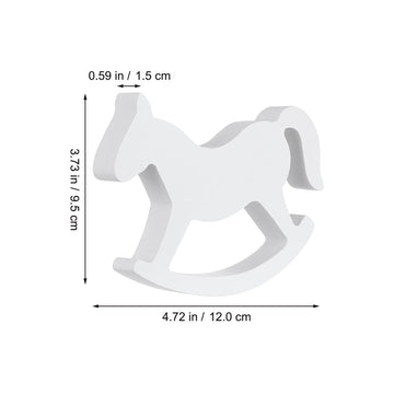 12 * 9.5 * 1.5cm Wooden Rocking Horse Table Decoration Craft Home Art Furnishing Centerpiece Ornament White