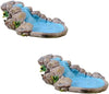 2Pcs Blue DIY Miniature Mini Water Pool Fairy Garden Lawn Ornament for Mountain Dollhouse Decor Craft Outdoor Statues Antique European Village