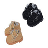 niannyyhouse 10cm Plushie Doll Leather Shoes Length 3.8cm Doll Dress Up (Black+Brown)