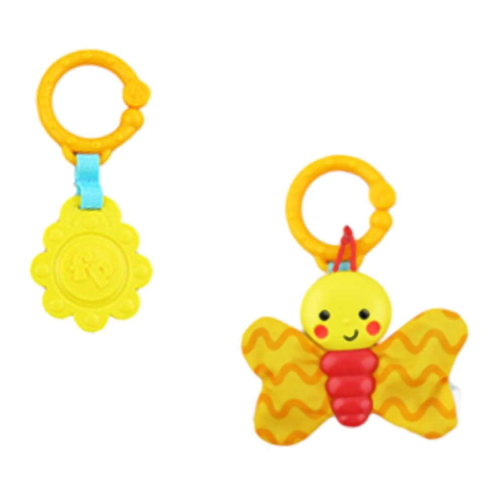 Replacement Parts for Fisher-Price Sit Me Up Floor Seat FWY43 - Replacement Set of Clip on Toys - Crinkle Butterfly and Teether
