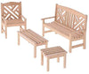 EatingBiting Dollhouse Accessories Furniture 1:12 Dollhouse Miniature Furniture Wooden Garden Unpainted Bench Chair 4 Pieces per Set, Including 1