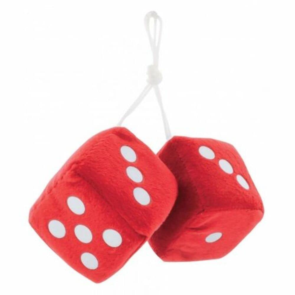 3" Fuzzy Dice Red with White Dots