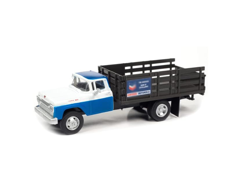 1960 Stake Bed Truck Blue and White 1/87 (HO) Scale Model Car by Classic Metal Works 30641