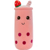 OPHRBU 16-Inch Pink Bubble Tea Plush Pillow Soft Stuffed Toy Gift