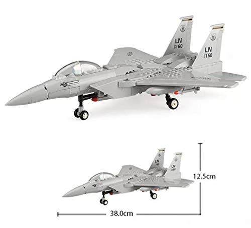 General Jim's F-15 Eagle Fighter Jet Building Blocks Set, 1:48 Scale Military Aircraft Model, 262 Pieces, Twin-Tail Jet with Landing Gear and Cockpit