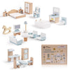 ROBUD Wooden Dollhouse Furniture Set, 23 Pcs Dollhouse Accessories, Miniature Furniture Including 5 Room Kits, Dollhouse Furniture Pretend Play Toys