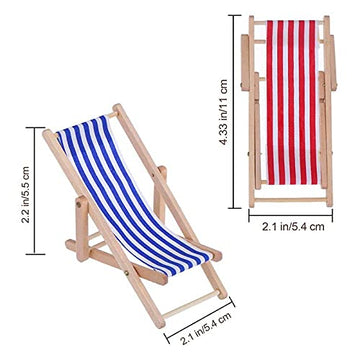 Dollhouse Miniature Furniture Accessories Foldable Wooden Beach Chair Mini Longue Deck Chair Doll House Ornament Kits for DIY Fairy Garden Dollhouse