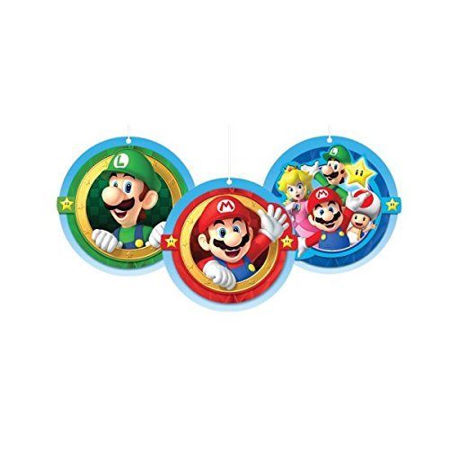 Amscan 291554 Super Mario Brothers™ Honeycomb Decorations, 3 pcs, Party Favor