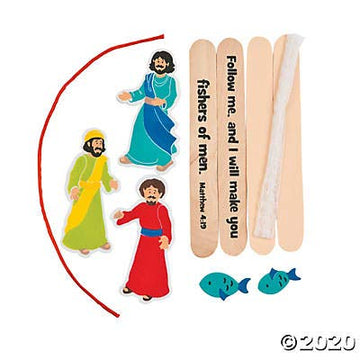 Fun Express Fishers of Men Bible Craft Kit for Kids - Makes 12 Foam Christian Crafts for Sunday School Supplies, VBS Crafts, Religious Party Favors