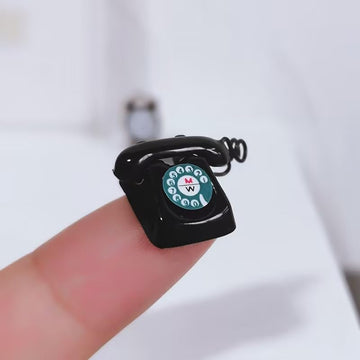 Black 1/12 Miniature Telephone Dollhouse Decoration Accessories, Décor, Decorations