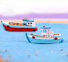 2Pcs Colorful Miniature Dollhouse Boat Mini Fishing Boat Model Mediterranean Decor Resin Desktop Boat Ornament Ocean Beach Micro Landscape Decoration