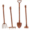 4 Pcs/Set Miniature Dollhouse Garden Tools 1:12 Mini Rusty Shovel Hoe and Pitchfork Fairy Garden Accessories Furniture Ornaments Micro Landscape Decor