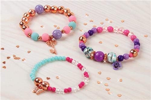 Make It Real: Bedazzled! Charm Bracelets Kit - Blooming Creativity - Create 3 Unique Bracelets, 104 Pieces, Includes Play Tray, All-In-One, DIY