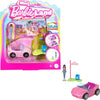 Barbie Mini BarbieLand Toy Vehicle Playset with 1.5-inch Doll & Convertible Car with Color-Change Surprise, Plus Street Sign Accessory