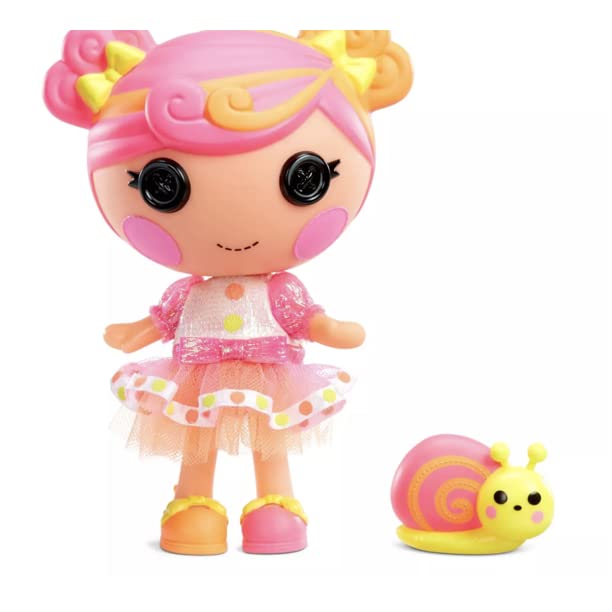 Lalaloopsy Littles Doll Lolly Candy Ribbon with Pet Snail - 18 cm Taffy Candy-Inspired Doll with Changeable Pink & Orange Outfit, in Reusable House