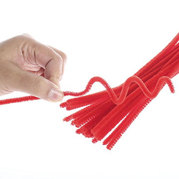 Factory Direct Craft Pack of 300 Red Pipe Cleaners. Fuzzy Stick Chenille Stems for Patriotic, Valentine, Christmas Holiday Crafts - Size: 12 Inches