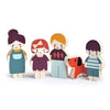 Mentari Toys - Doll Family with Dog - 5pc Solid Wood Doll Set with Playful Pup - Perfectly Sized for Pockets and Little Hands - Encourages Imaginative