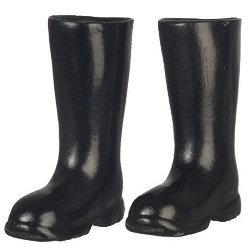 Melody Jane Dollhouse Black Wellington Boots Wellies 1:12 Garden Accessory