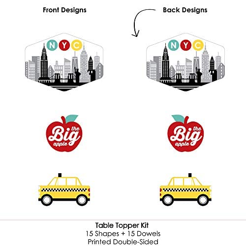 Big Dot of Happiness NYC Cityscape - New York City Party Centerpiece Sticks - Table Toppers - Set of 15