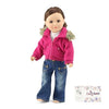 Emily Rose 18" Doll Pink Jacket Outfit Set - 3-Piece Faux Fur Collar Winter Coat with White Tee & Blue Jeans - Gift Boxed Clothes for 18 Inch Dolls