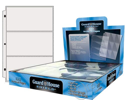 GuardHouse Shield 3 Pocket Currency Storage Pages for Modern and Large Bills Box of 100