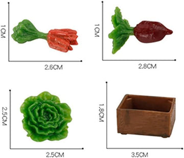4Pcs/Set Miniature Dollhouse Agricultural Tools Decoration Toy Gift Tool 1/12 Doll Garden, Vegetable Basket, DIY Doll House Kit