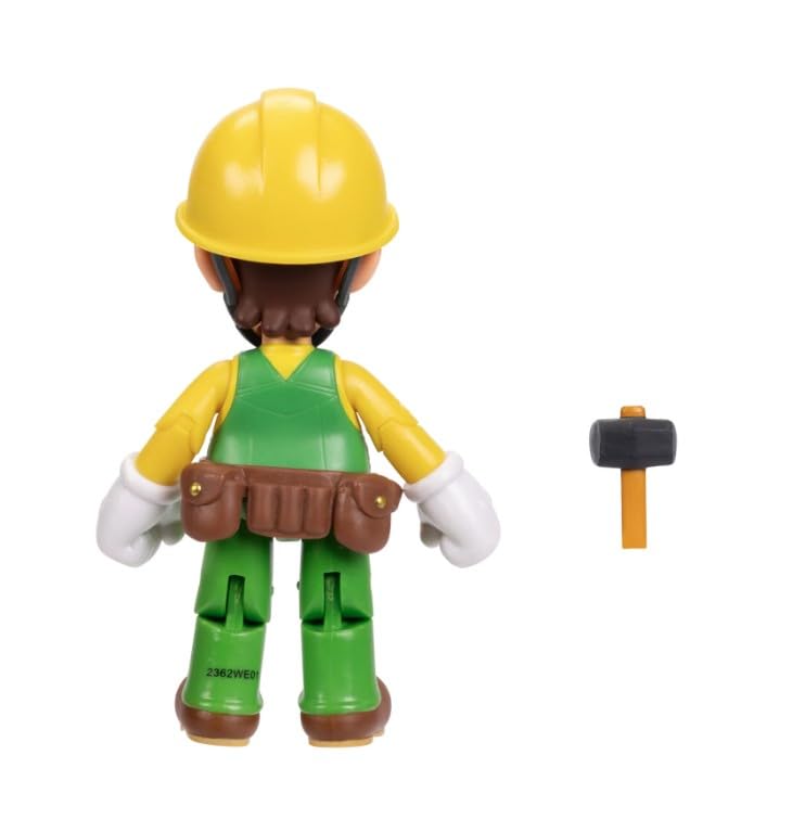 Super Mario Builder Luigi 4 Inch Action Figure with Hammer