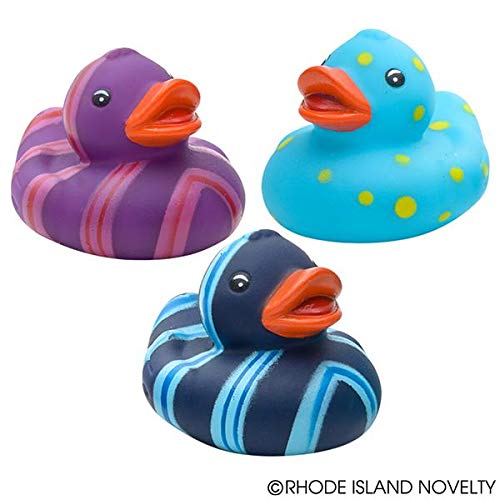Rhode Island Novelty 2 Inch Multi-Color Pattern Rubber Duck (12 Piece)