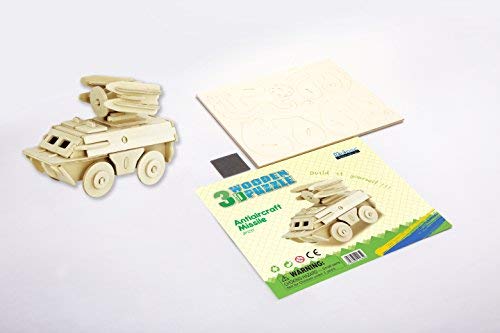 Hands Craft DIY 3D Wooden Puzzle - Assembly Anti-Aircraft Missile Building Kit Brain Teaser Puzzles Educational STEM Toy Adults and Kids to Build Safe