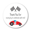 Race Car Birthday Thank You Faovor Stickers, 2-Inch Round - Set of 40