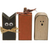 Halloween Wooden Blocks - Set of 3 - Black Cat, Pumpkin, Ghost - Country Distressed Prim
