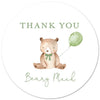 2"" Round Bear Balloon Baby Shower Thank You Beary Much Favor Stickers - Set of 40 (Green Balloon)