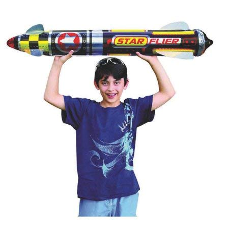 JA-RU Giant 41" Inflatable Rocket Ship Toy (1 Unit) Space Themed Party Decorations for Kids. Inflatable Pool Accessories. Solar System Toys