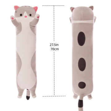 OPHRBU Long Plush cat Pillow, Soft and Cosy, Suitable for Birthday, Party, 1 Piece (27.5Inch, Pink)