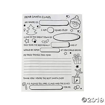 Fun Express Color Your Own Letter to Santa - Set of 50 - Christmas Crafts for Kids