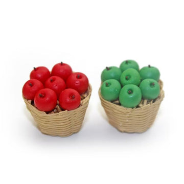 Green Dollhouse Decoration Accessories, 1:12 Dollhouse Miniature Scene Model Fresh Fruit Basket (25 x 30 mm)