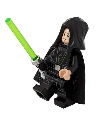 Luke Skywalker Jedi Master (Black Hand), Hood, Cape and Lightsaber - Lego Star Wars Minifigure