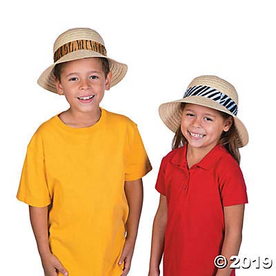 Fun Express Kids Safari Hats with Animal Print (Set of 12) - VBS Vacation Bible School Supplies/Decor