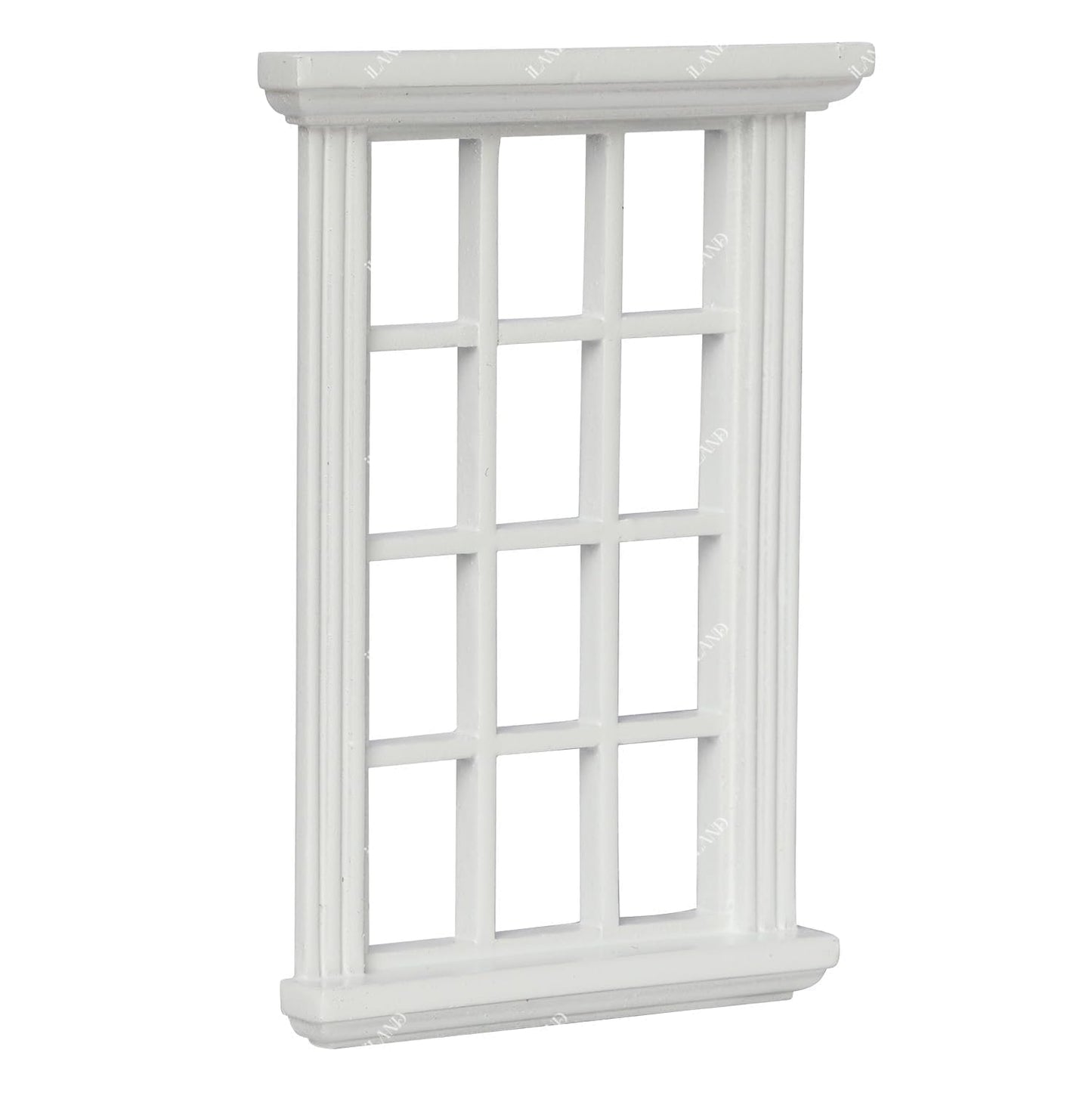 iLAND 1/12 Scale Accessories of Dollhouse Windows 2pcs White Solid Wood DIY Dollhouse Building Supplies Complete Classic Miniature Windows Kit