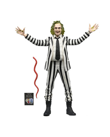 NECA Beetlejuice (1988) - 7" Scale Action Figure - Black and White Striped Suit Beetlejuice in Blister Packaging